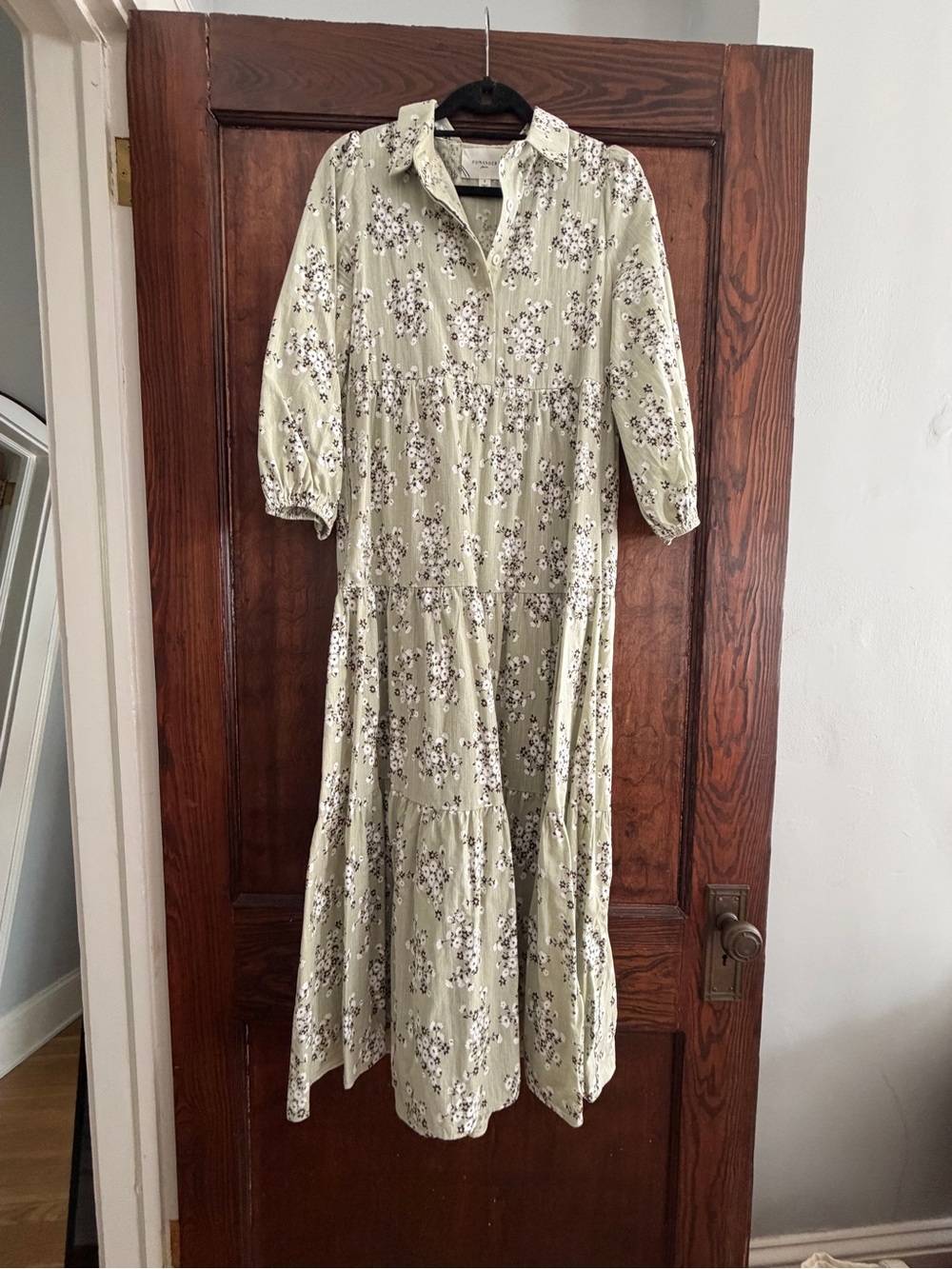 Pomander Place Sage Green Floral Tiered Maxi Dress